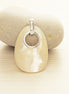 White Donut pendant, sterling silver, genuine mother-of-pearl shell Necklace, modern minimalist oval shaped jewelry, unique woman gift