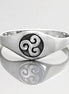 Triskele Ring, Silver 925, Celtic Triskell Symbol, Triskelion Jewelry, Traditional Geometric Triple Spiral, Unisex Gift, Small Signet Ring