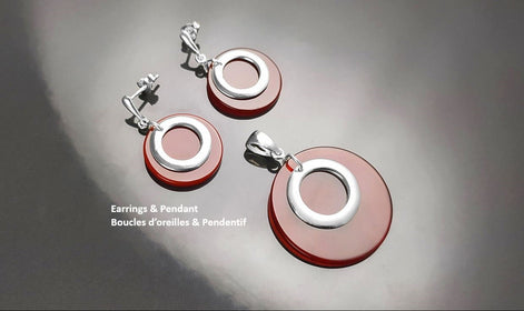 Red Dangle Round Earrings , Sterling Silver, Red Agate Stone Discs, Modern Geometric Earrings, Minimalist Women Gemstone Jewelry