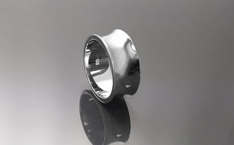 Tunnel Plug Ring, Sterling Silver, Wide Curved Retractor Plugs Ring, Modern Jewelry, Statement Large Concave Curve Band, Bold Cuff Ring