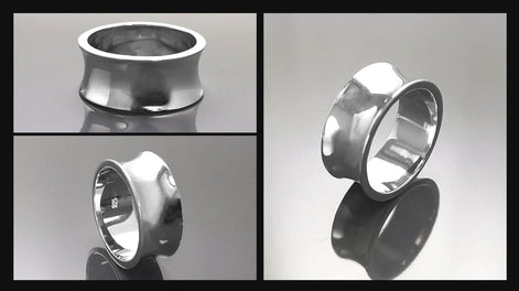 Tunnel Plug Ring, Sterling Silver, Wide Curved Retractor Plugs Ring, Modern Jewelry, Statement Large Concave Curve Band, Bold Cuff Ring
