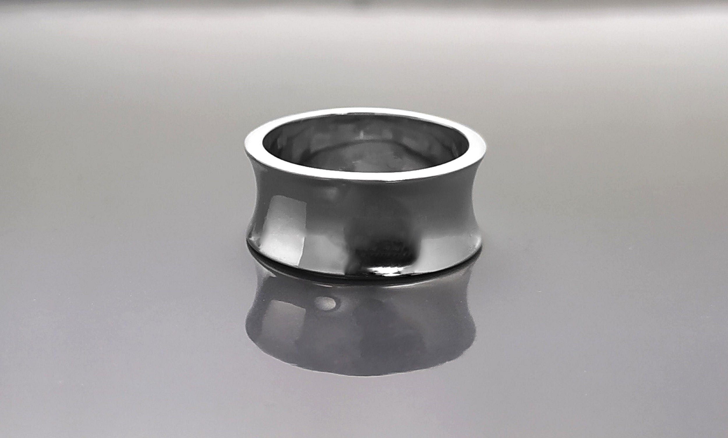 Tunnel Plug Ring, Sterling Silver, Wide Curved Retractor Plugs Ring, Modern Jewelry, Statement Large Concave Curve Band, Bold Cuff Ring