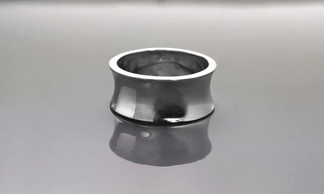 Tunnel Plug Ring, Sterling Silver, Wide Curved Retractor Plugs Ring, Modern Jewelry, Statement Large Concave Curve Band, Bold Cuff Ring