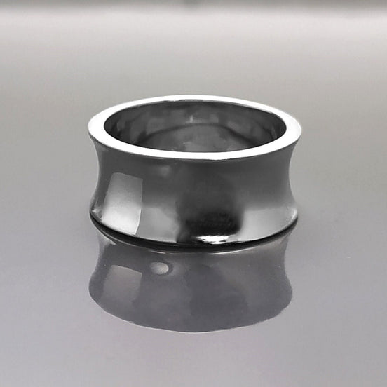 Tunnel Plug Ring, Sterling Silver, Wide Curved Retractor Plugs Ring, Modern Jewelry, Statement Large Concave Curve Band, Bold Cuff Ring