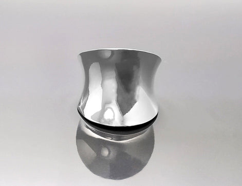 Curvy Cuff Ring, Sterling Silver, wide curved ring, large bowed convex curving, Arced modern minimalist design, statement curve jewelry