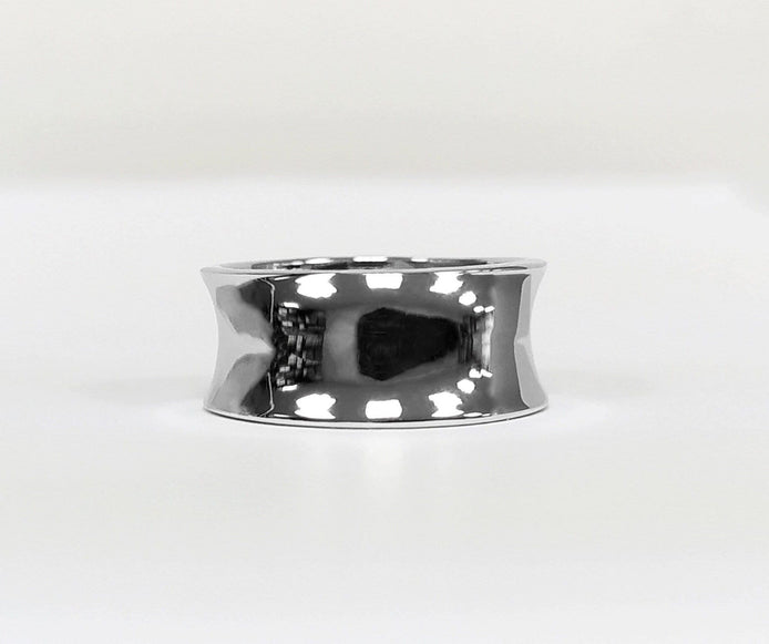 Tunnel Plug Ring, Sterling Silver, Wide Curved Retractor Plugs Ring, Modern Jewelry, Statement Large Concave Curve Band, Bold Cuff Ring