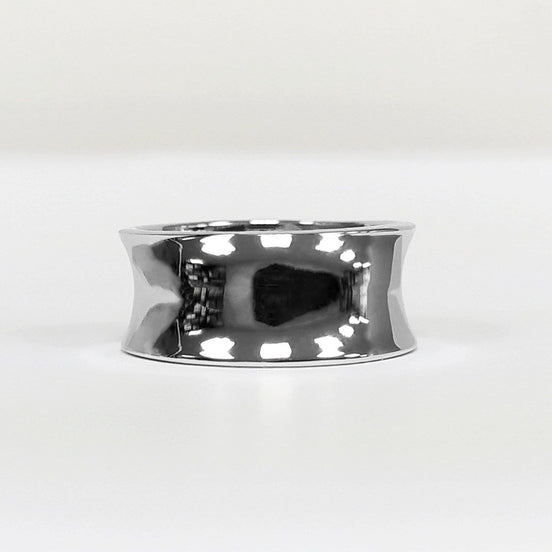 Tunnel Plug Ring, Sterling Silver, Wide Curved Retractor Plugs Ring, Modern Jewelry, Statement Large Concave Curve Band, Bold Cuff Ring