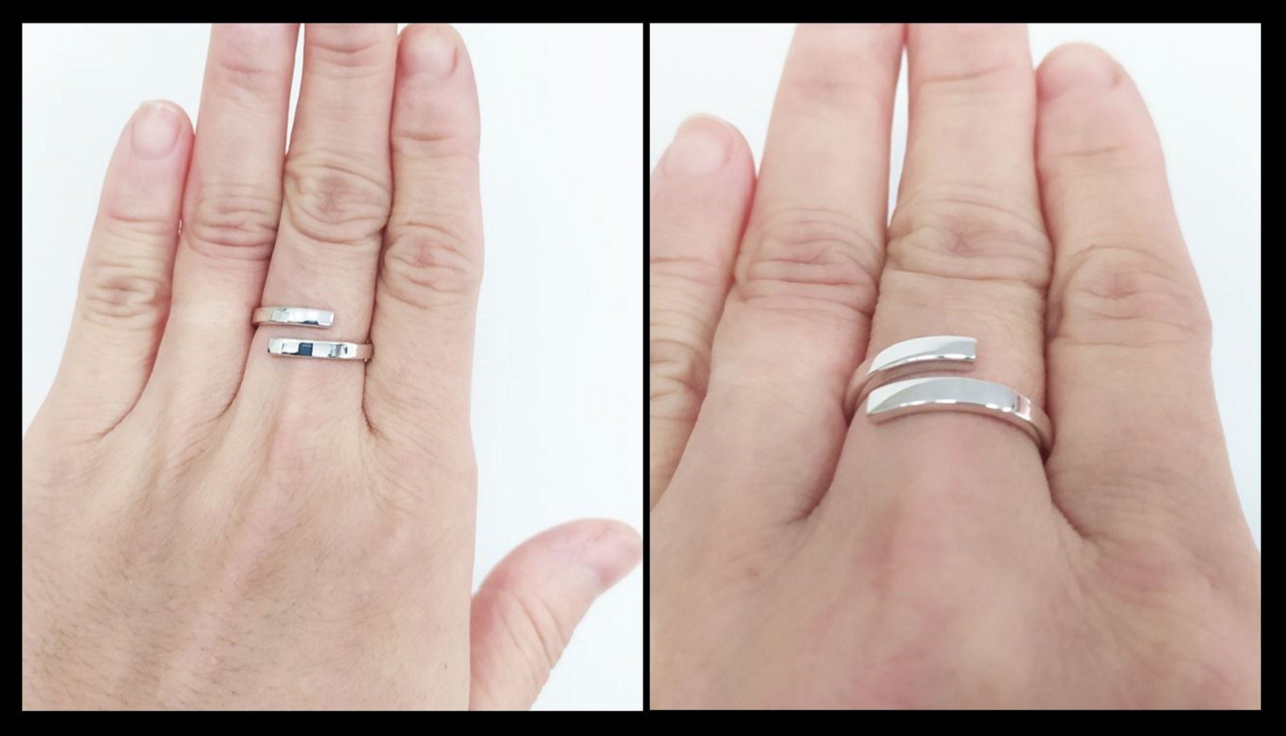 Open Crossing band Ring, Sterling Silver, Bypass Wrap Ring, Modern Wrapping jewelry, Square Wire Band Ring, Strong Square Cross Ring