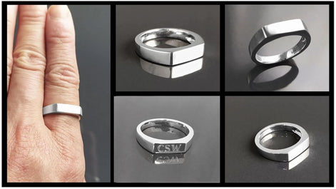 Signet Band Ring, Sterling Silver, Unisex Rectangle Signet Ring, Narrow Signet Ring, Pinky Finger Ring