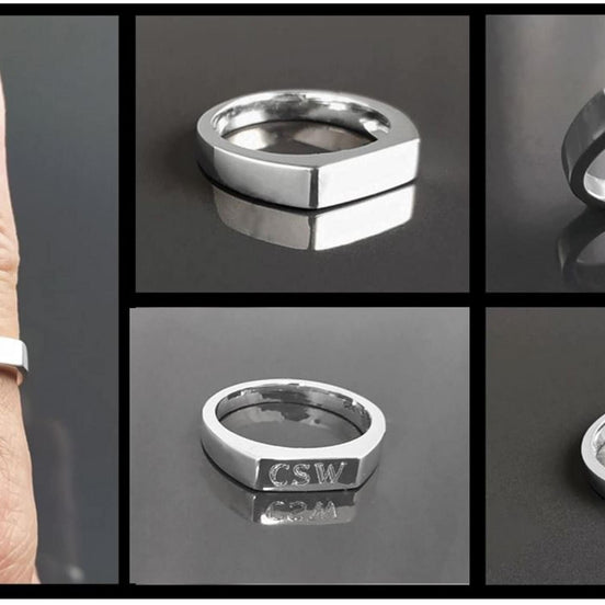 Signet Band Ring, Sterling Silver, Unisex Rectangle Signet Ring, Narrow Signet Ring, Pinky Finger Ring
