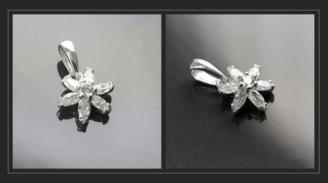 Classic Flower Earrings, Sterling Silver, Dainty Studs, White Color Cz, Tiny Floral jewelry By KRAMIKE