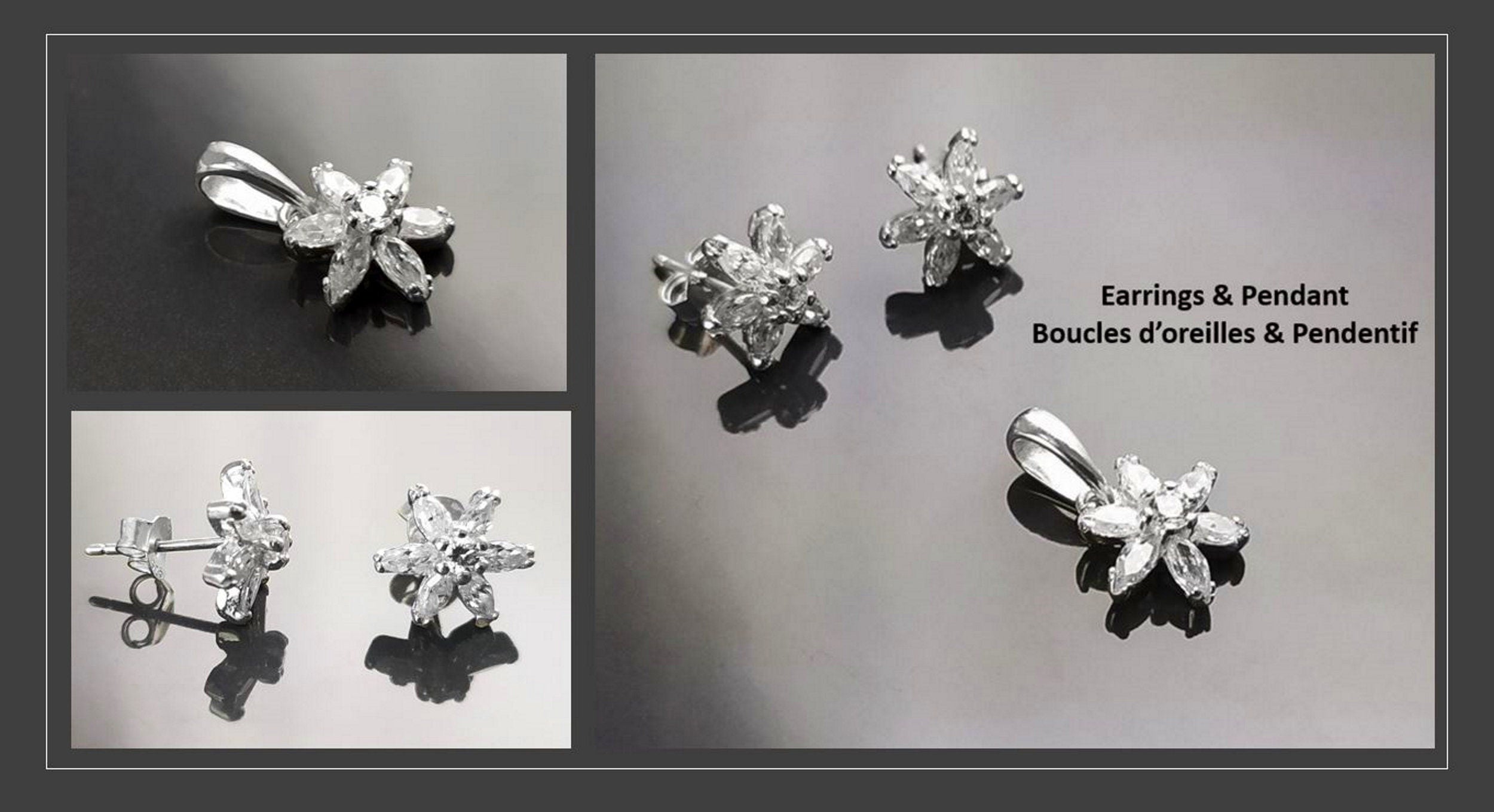Classic Flower Earrings, Sterling Silver, Dainty Studs, White Color Cz, Tiny Floral jewelry By KRAMIKE