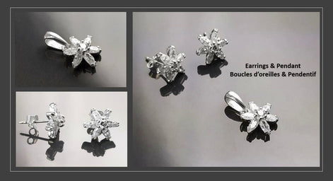 Classic Flower Earrings, Sterling Silver, Dainty Studs, White Color Cz, Tiny Floral jewelry By KRAMIKE