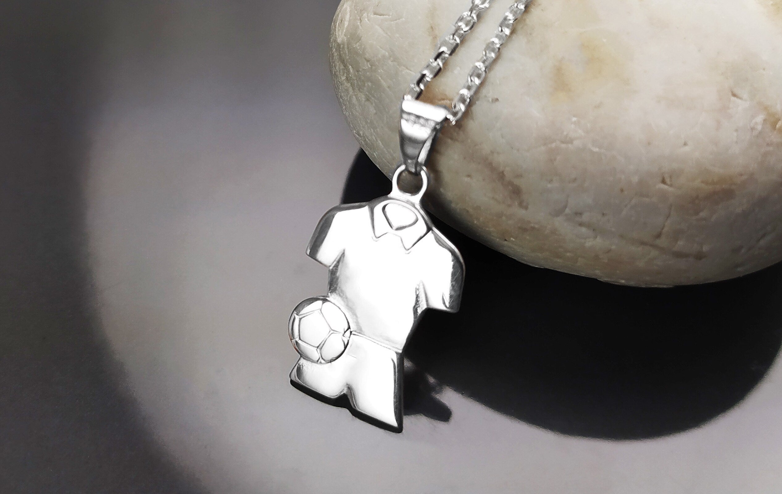 Football Shirt Pendant, Sterling Silver, Soccer fan jersey Jewelry, footballer Necklace, gift for football player, fan, lover, fanatic