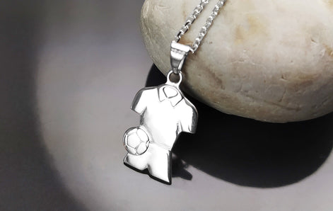 Football Shirt Pendant, Sterling Silver, Soccer fan jersey Jewelry, footballer Necklace, gift for football player, fan, lover, fanatic
