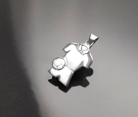 Football Shirt Pendant, Sterling Silver, Soccer fan jersey Jewelry, footballer Necklace, gift for football player, fan, lover, fanatic
