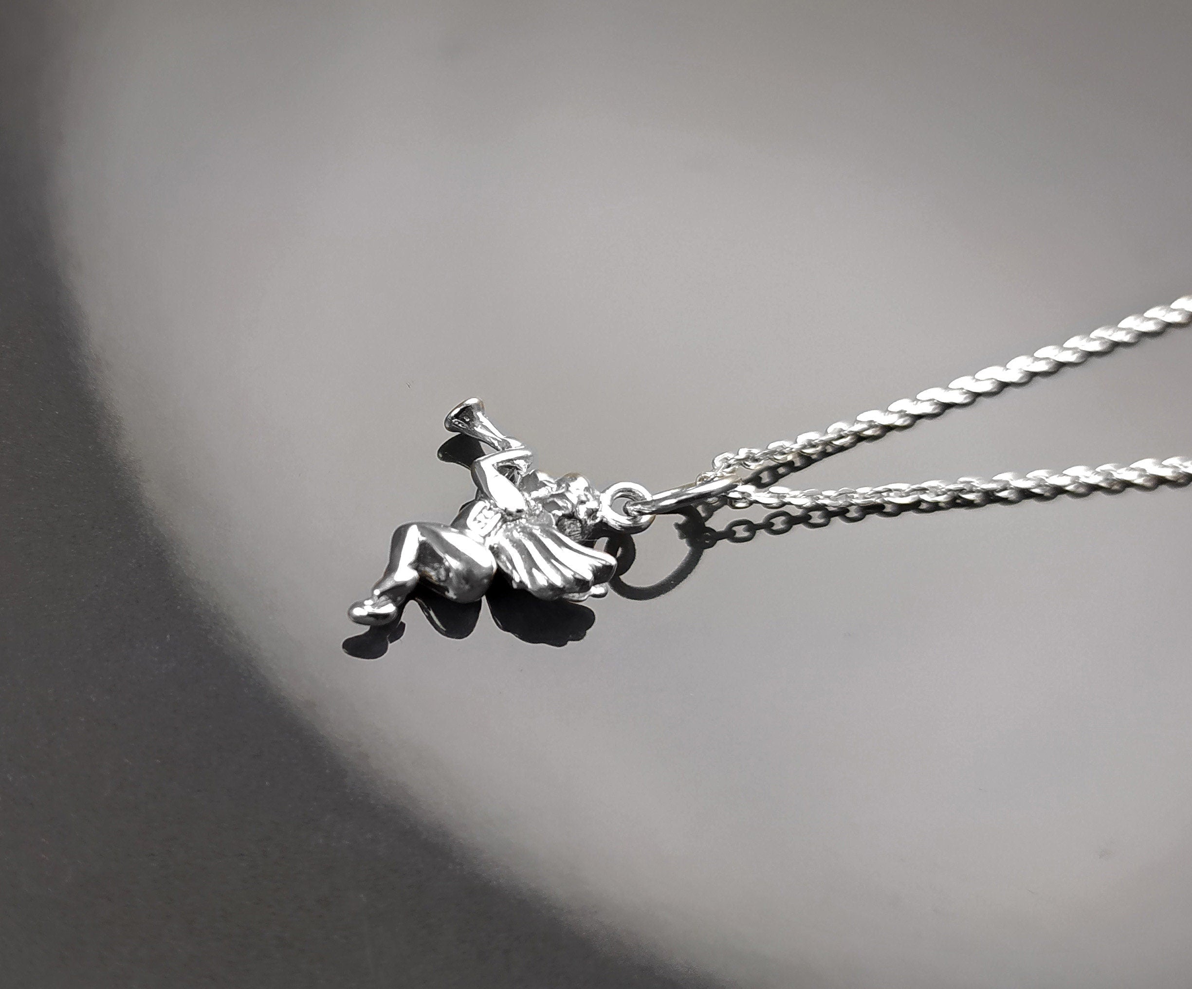Angel Pendant Necklace, Cupidon Angel, Sterling Silver 925, Jewelry, cute purity kindness protection spirituality heaven divine wing