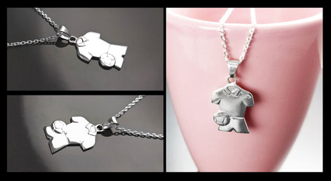 Football Shirt Pendant, Sterling Silver, Soccer fan jersey Jewelry, footballer Necklace, gift for football player, fan, lover, fanatic