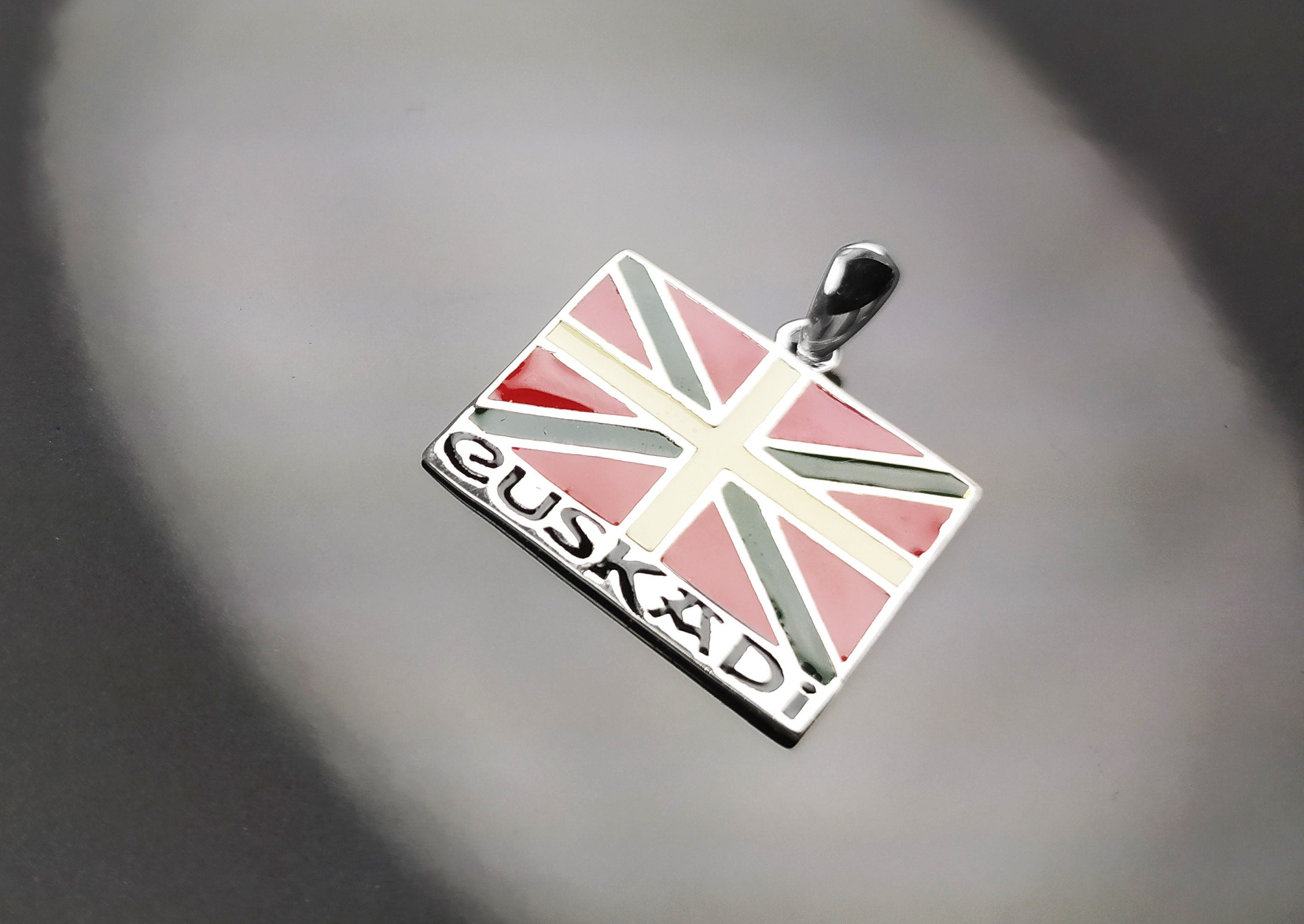 Sterling Silver Basque Flag Pendant, Euskal Herria Jewelry