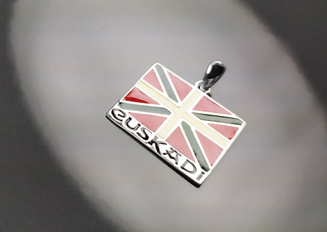 Sterling Silver Basque Flag Pendant, Euskal Herria Jewelry