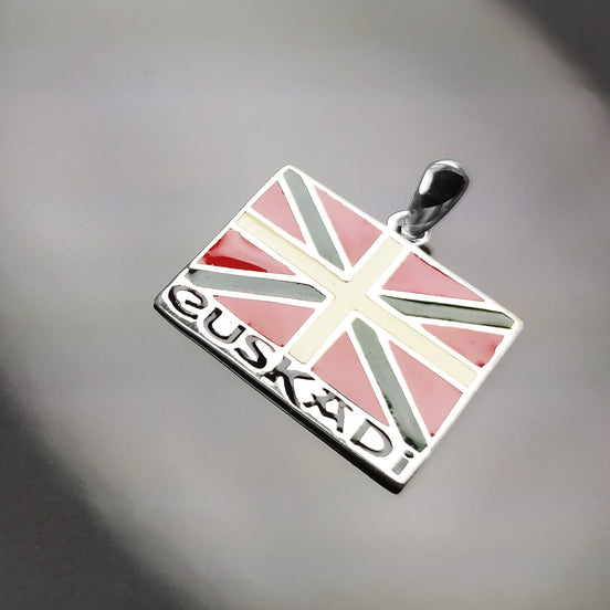 Sterling Silver Basque Flag Pendant, Euskal Herria Jewelry