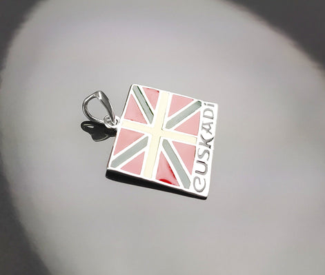 Sterling Silver Basque Flag Pendant, Euskal Herria Jewelry