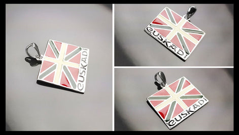 Sterling Silver Basque Flag Pendant, Euskal Herria Jewelry