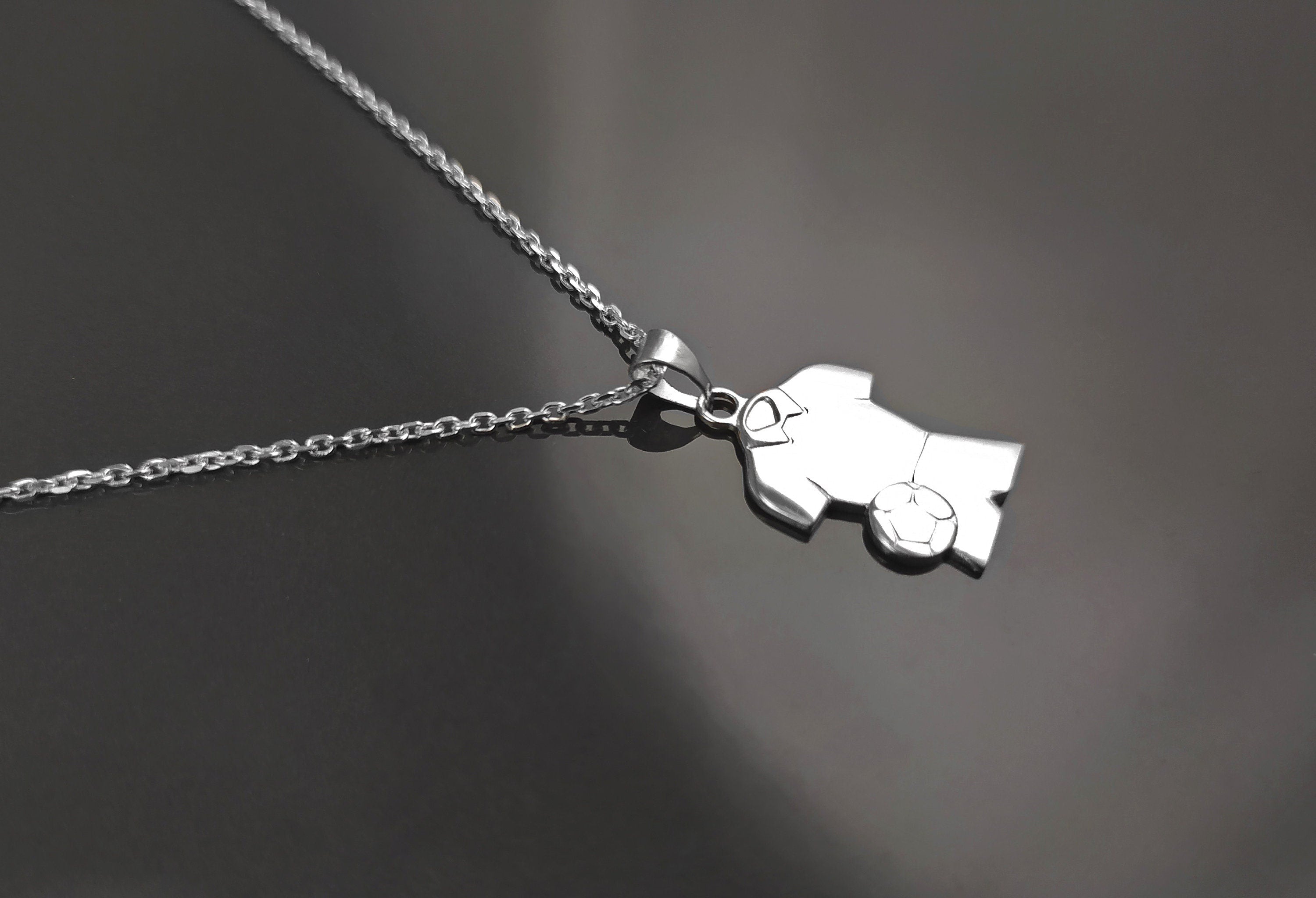 Football Shirt Pendant, Sterling Silver, Soccer fan jersey Jewelry, footballer Necklace, gift for football player, fan, lover, fanatic