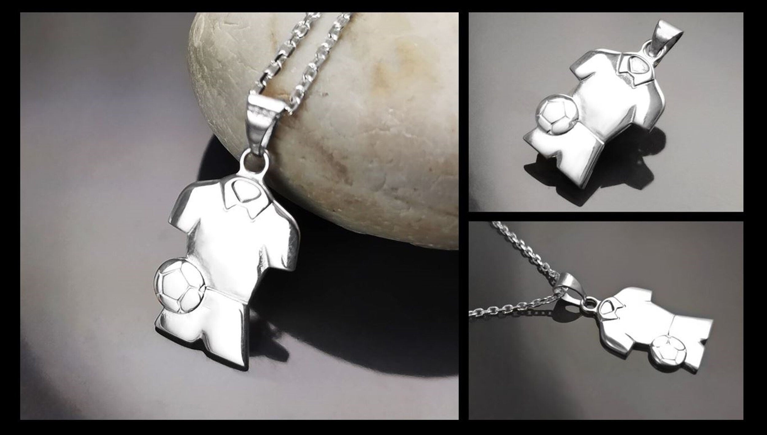 Football Shirt Pendant, Sterling Silver, Soccer fan jersey Jewelry, footballer Necklace, gift for football player, fan, lover, fanatic