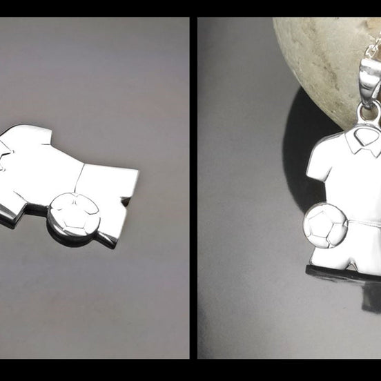 Football Shirt Pendant, Sterling Silver, Soccer fan jersey Jewelry, footballer Necklace, gift for football player, fan, lover, fanatic