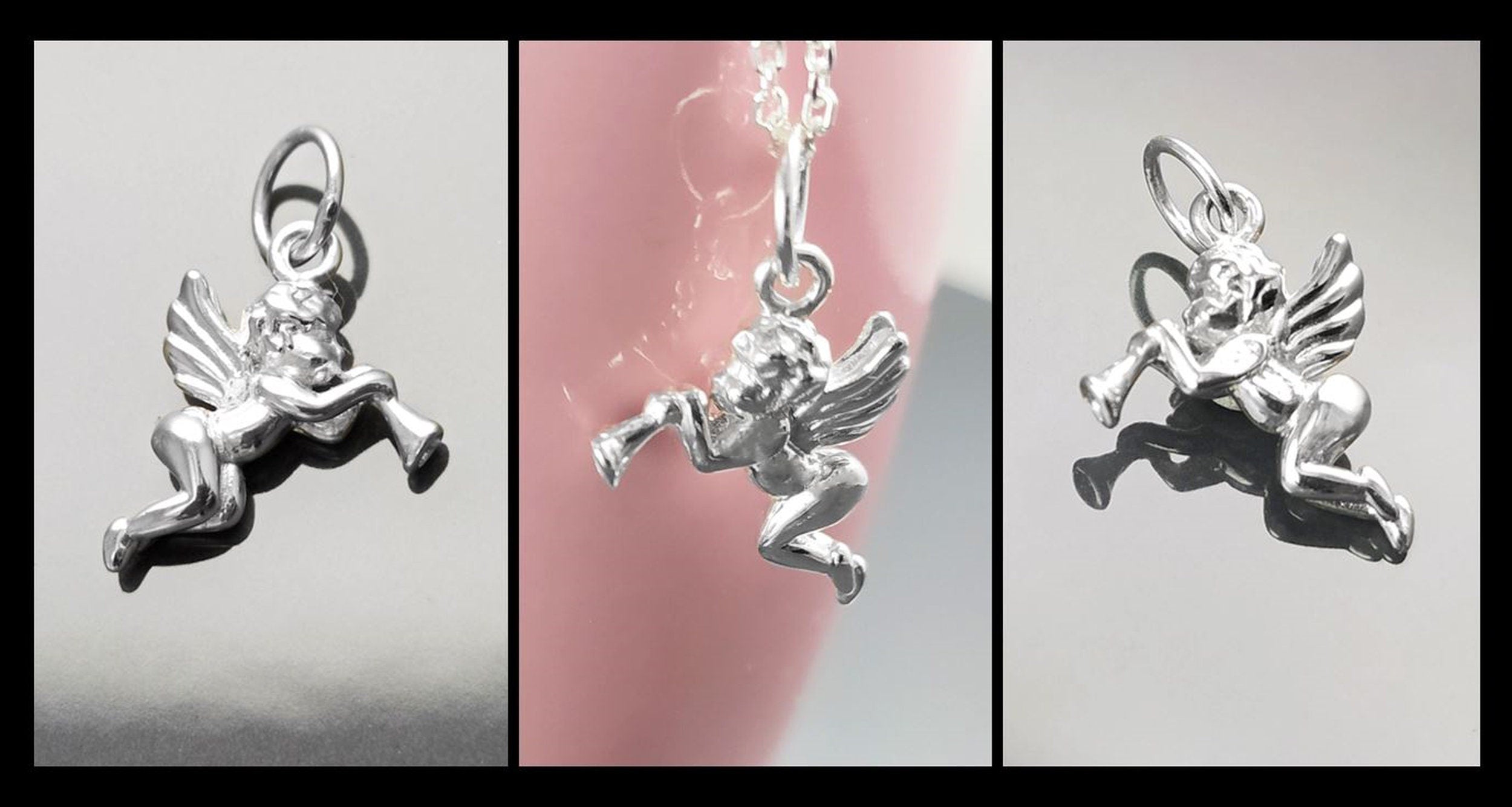 Angel Pendant Necklace, Cupidon Angel, Sterling Silver 925, Jewelry, cute purity kindness protection spirituality heaven divine wing