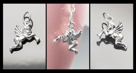 Angel Pendant Necklace, Cupidon Angel, Sterling Silver 925, Jewelry, cute purity kindness protection spirituality heaven divine wing