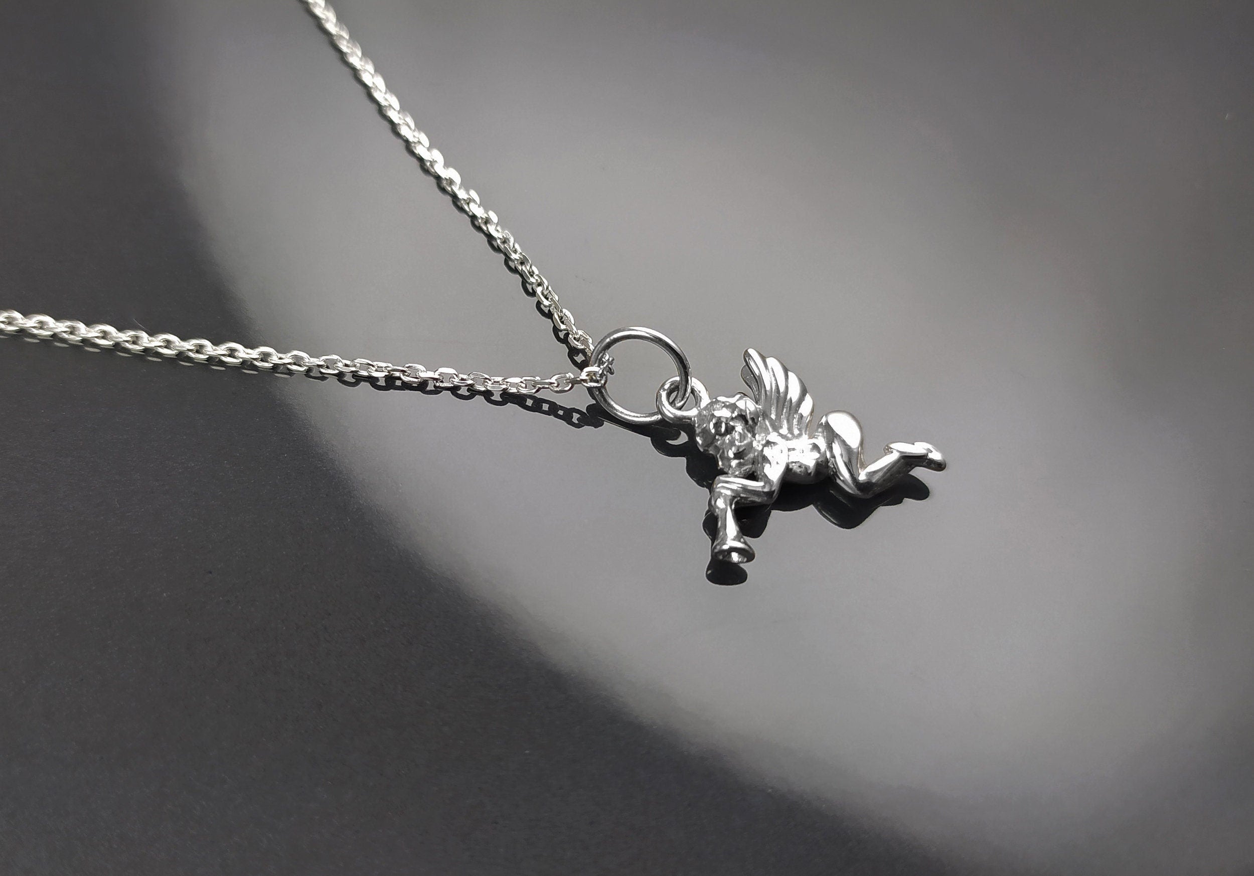 Angel Pendant Necklace, Cupidon Angel, Sterling Silver 925, Jewelry, cute purity kindness protection spirituality heaven divine wing