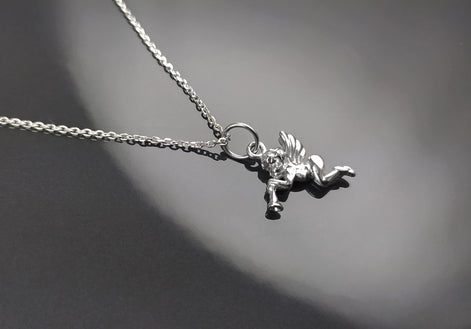 Angel Pendant Necklace, Cupidon Angel, Sterling Silver 925, Jewelry, cute purity kindness protection spirituality heaven divine wing
