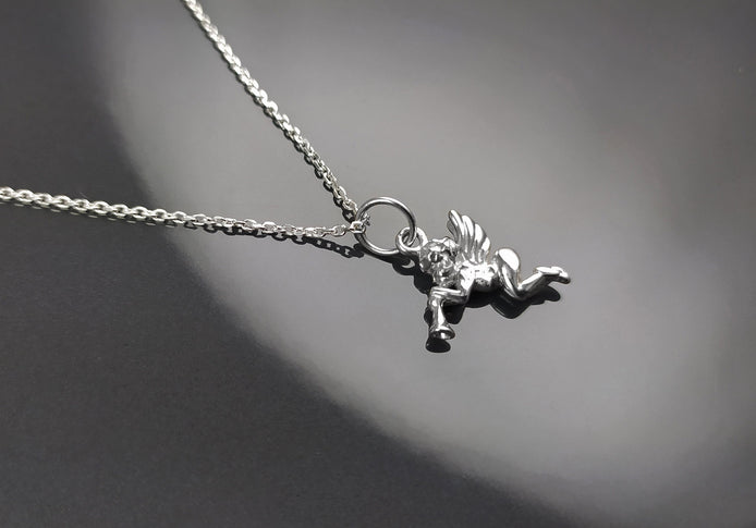 Angel Pendant Necklace, Cupidon Angel, Sterling Silver 925, Jewelry, cute purity kindness protection spirituality heaven divine wing