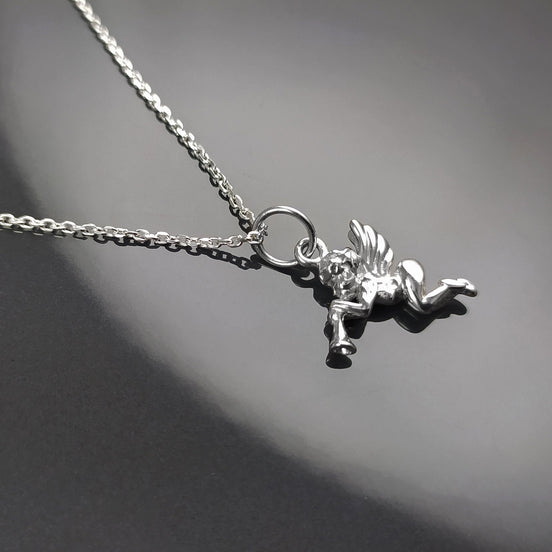 Angel Pendant Necklace, Cupidon Angel, Sterling Silver 925, Jewelry, cute purity kindness protection spirituality heaven divine wing
