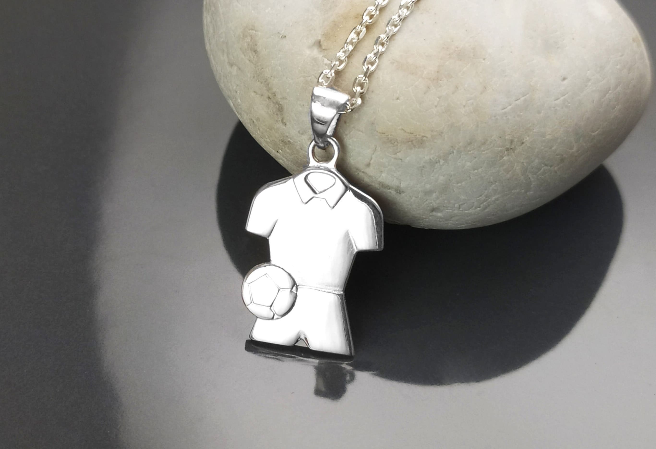 Football Shirt Pendant, Sterling Silver, Soccer fan jersey Jewelry, footballer Necklace, gift for football player, fan, lover, fanatic