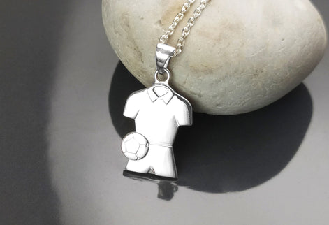 Football Shirt Pendant, Sterling Silver, Soccer fan jersey Jewelry, footballer Necklace, gift for football player, fan, lover, fanatic