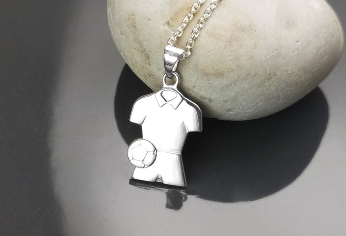 Football Shirt Pendant, Sterling Silver, Soccer fan jersey Jewelry, footballer Necklace, gift for football player, fan, lover, fanatic