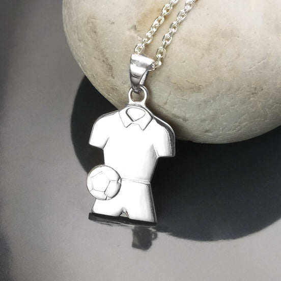 Football Shirt Pendant, Sterling Silver, Soccer fan jersey Jewelry, footballer Necklace, gift for football player, fan, lover, fanatic