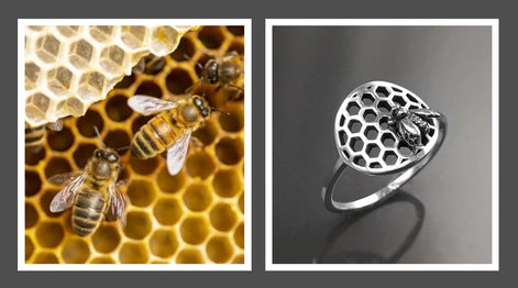 Honeycomb Ring, Sterling Silver, Beehive Jewelry, Bumble Bee, Bee Honeycomb Nature Jewelry, Honeycomb Core, Bug Ring, Gifts For Bee Lovers