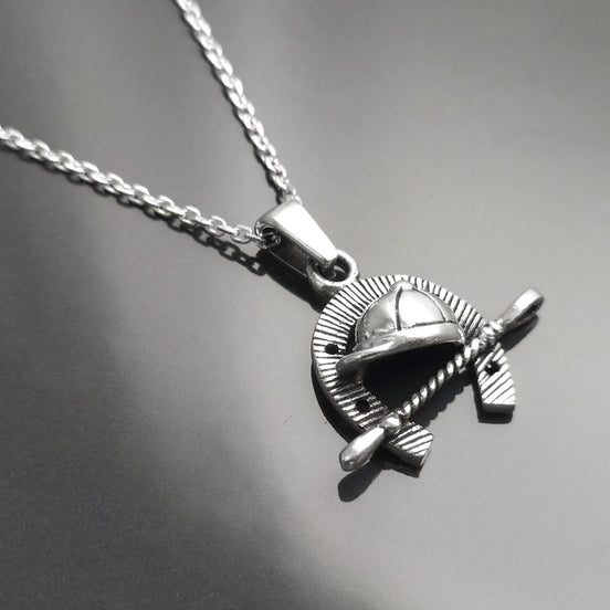 Jockey helmet pendant, sterling silver, riding crop, equine horseshoe, equestrian rider jewelry, riding animal necklace, cowboy gift