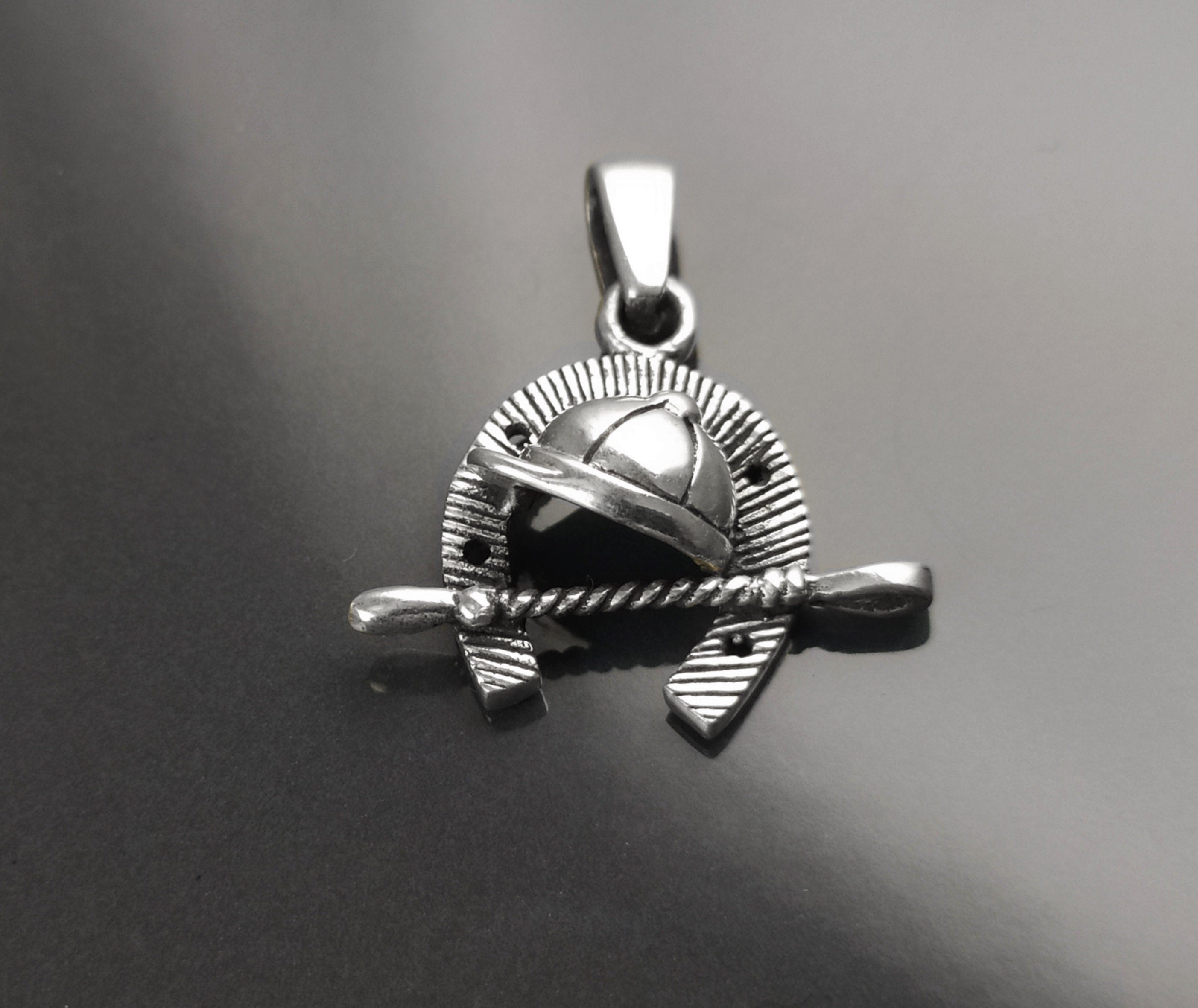 Jockey helmet pendant, sterling silver, riding crop, equine horseshoe, equestrian rider jewelry, riding animal necklace, cowboy gift