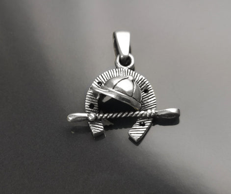 Jockey helmet pendant, sterling silver, riding crop, equine horseshoe, equestrian rider jewelry, riding animal necklace, cowboy gift