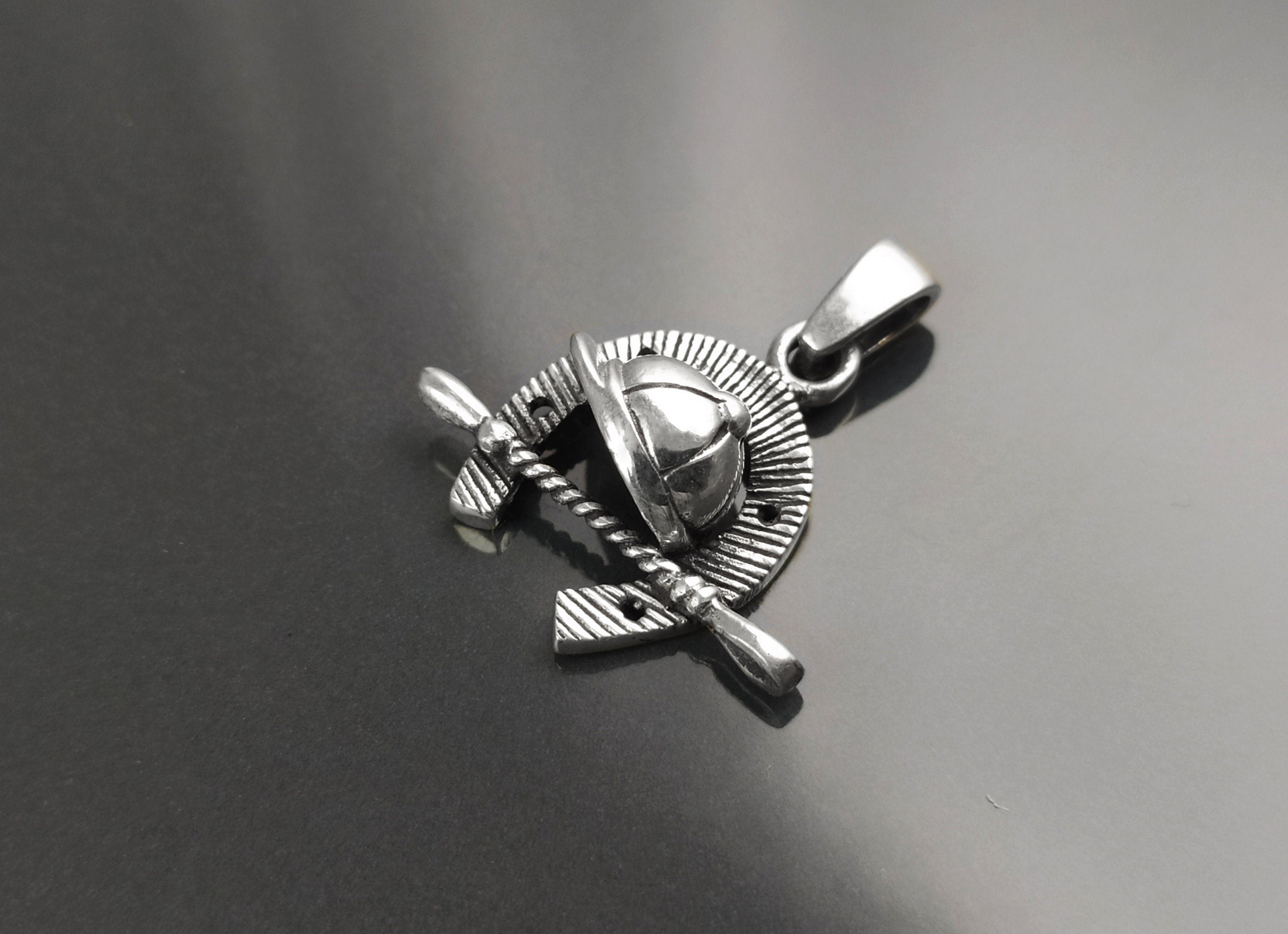 Jockey helmet pendant, sterling silver, riding crop, equine horseshoe, equestrian rider jewelry, riding animal necklace, cowboy gift