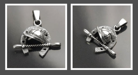 Jockey helmet pendant, sterling silver, riding crop, equine horseshoe, equestrian rider jewelry, riding animal necklace, cowboy gift