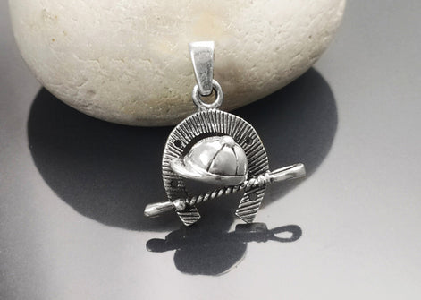 Jockey helmet pendant, sterling silver, riding crop, equine horseshoe, equestrian rider jewelry, riding animal necklace, cowboy gift
