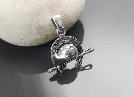 Jockey helmet pendant, sterling silver, riding crop, equine horseshoe, equestrian rider jewelry, riding animal necklace, cowboy gift