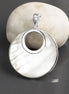 Sterling Silver Mother of Pearl Pendant Necklace, Minimalist Geometric Moon