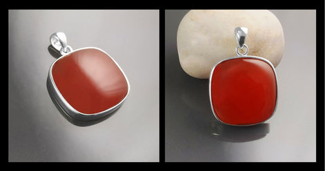 Red Square Earrings, Sterling Silver, Red Agate Gemstone, Rounded Geometric Minimalist Stone Jewelry, Minimalist Agate Earrings, Pop Red.